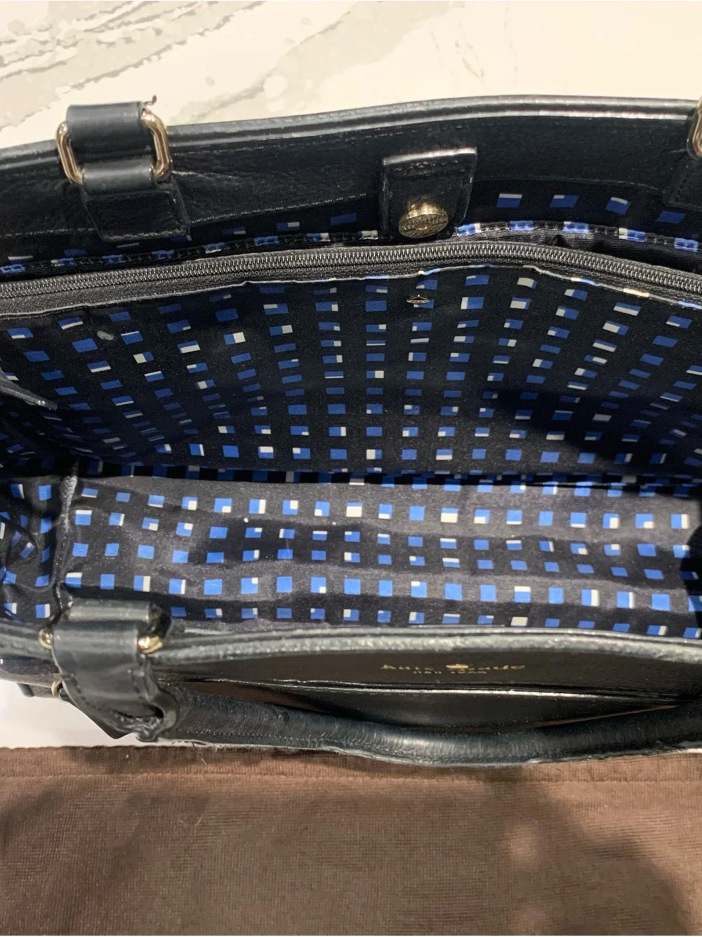 kate spade Black Leather Satchel with Gold Hardware
